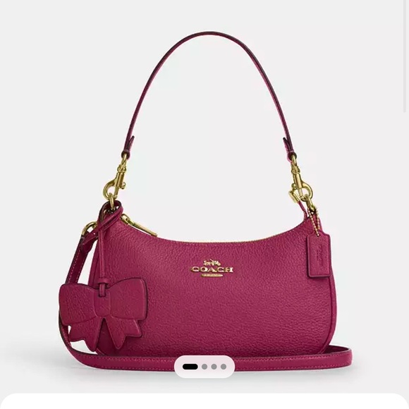 New COACH Teri Shoulder Bag With Bow Charm - Picture 1 of 8